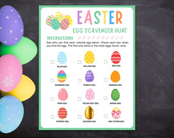 Easter Egg Scavenger Hunt Game | Printable Easter Activity (Digital Download)