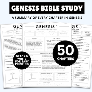 Genesis Bible Study: 50 Chapter Summaries (Printable)