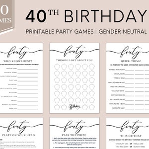 Giochi per il 40° compleanno / Giochi per feste per il 40° compleanno / Giochi per il 40° compleanno Donne Uomini / Giochi nati nel 1984 / Gioco per il 40° compleanno / 40° compleanno stampabile