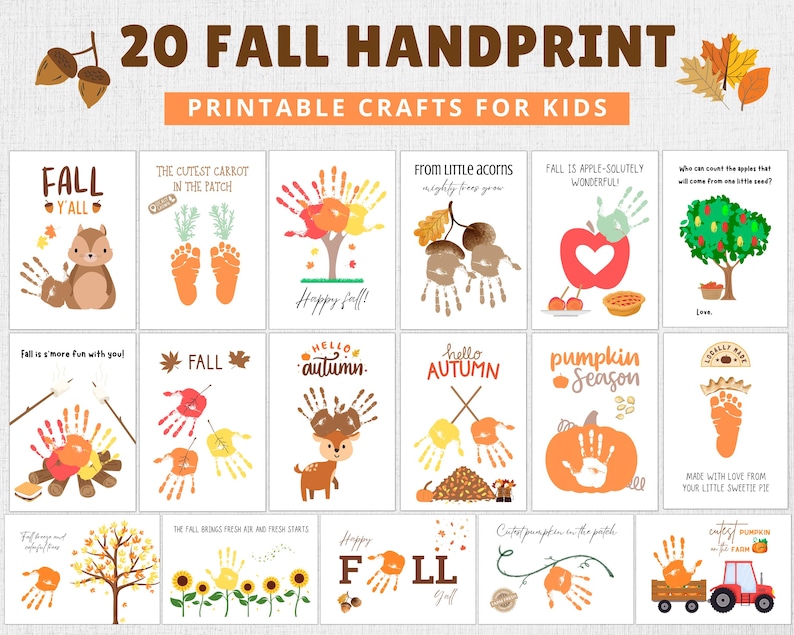 Fall Handprint Art Bundle | Kids Crafts (digital Download) - Etsy