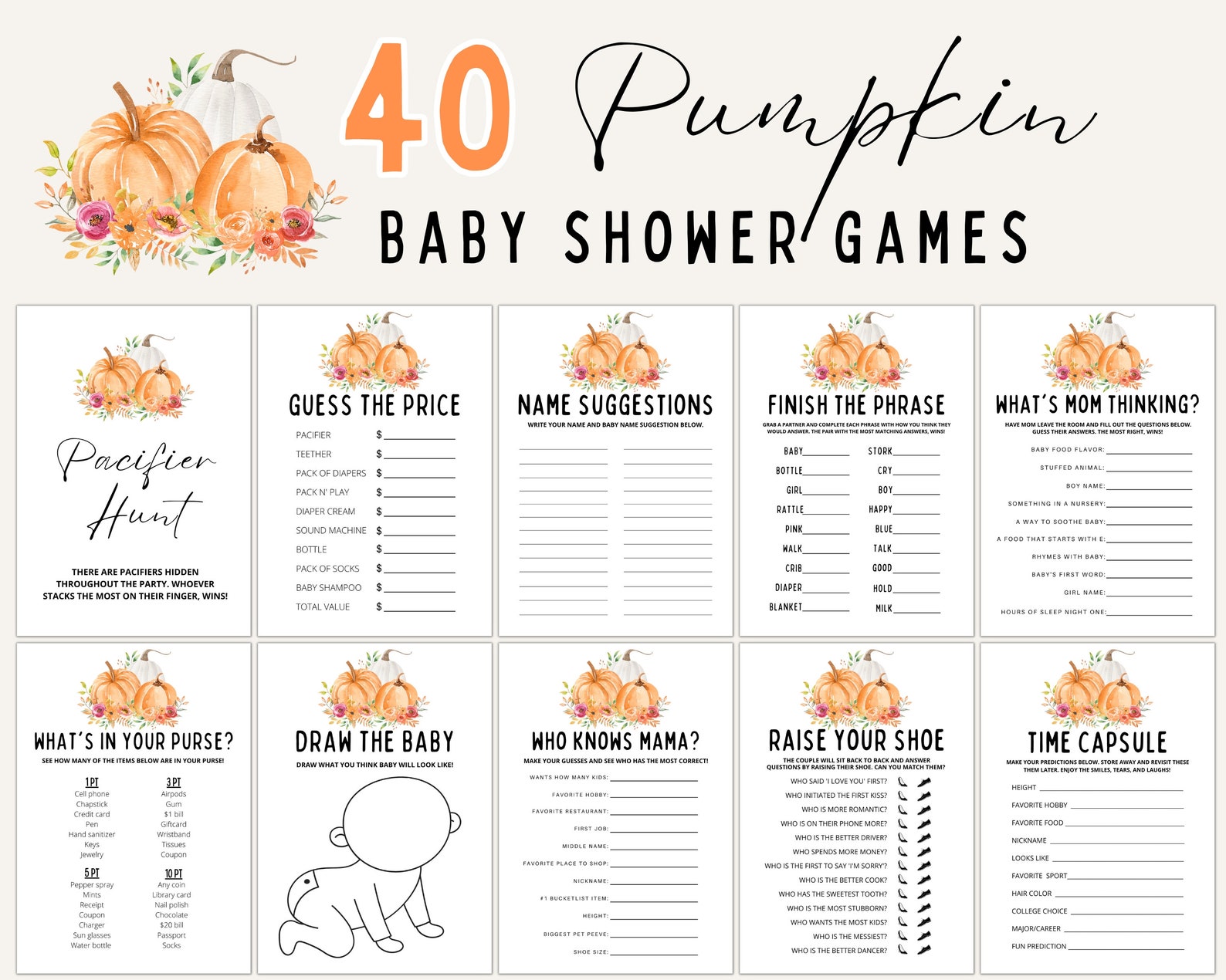 Pumpkin Baby Shower Games Fall Baby Shower Games Baby Shower Games ...