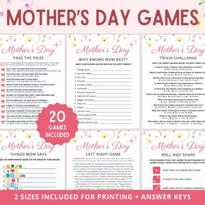 Mothers Day Games | Mothers Day Brunch Games | Mother&#39;s Day Activities | Mothers Day Party Game | Mothers Day Ideas | Printable Mother&#39;s Day