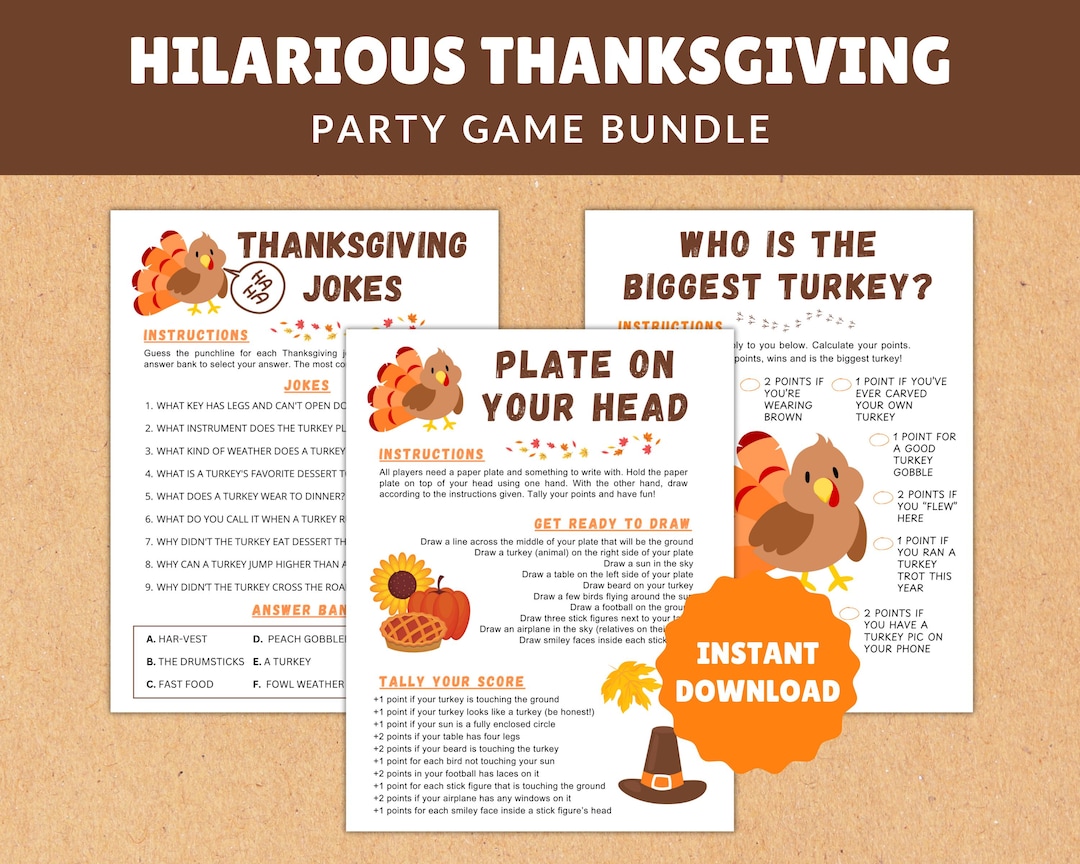 Funny Thanksgiving Game Bundle: 3 Hilarious Thanksgiving Games ...