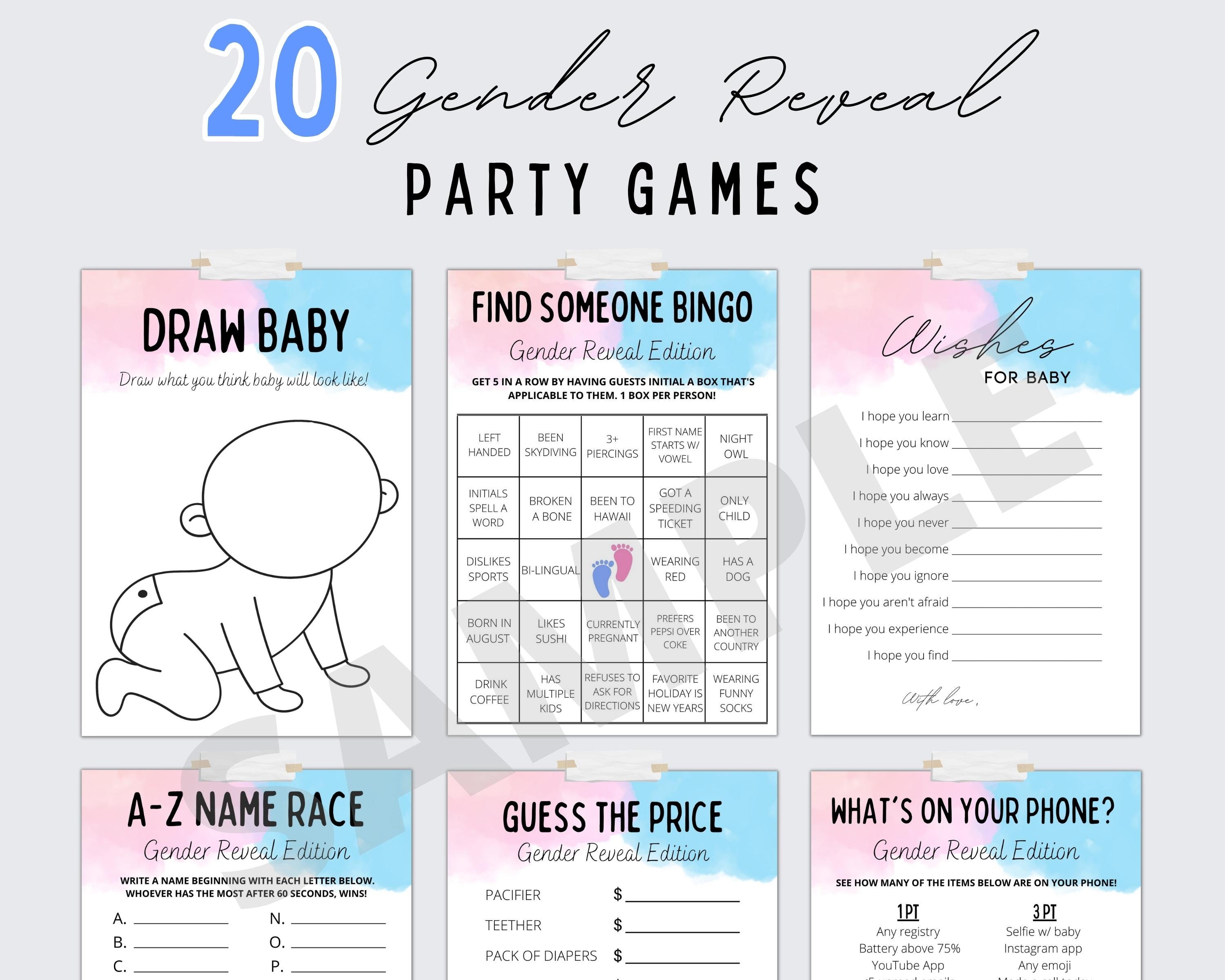 Minute To Win It Gender Reveal Games Gender Reveal Games Bundle Gender Reveal Games Gender - Etsy