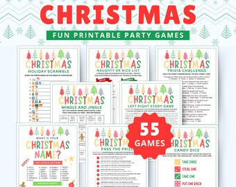 55 Christmas Party Games Bundle: Printable Holiday Fun (Digital Download)