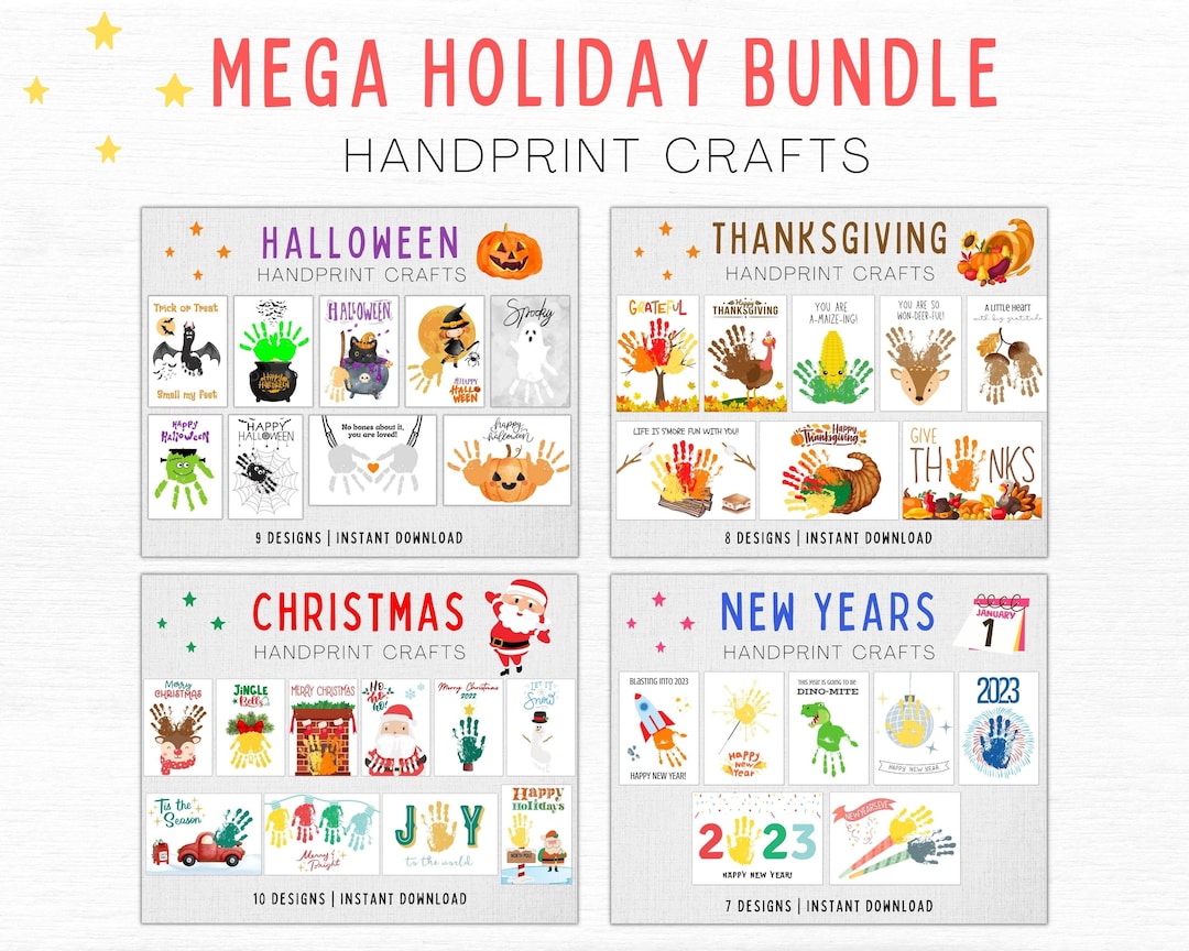 Holiday Handprint Craft Bundle  Halloween Thanksgiving