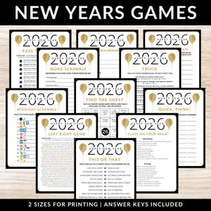2026 New Years Game Bundle: Fun New Years Eve Party Games (Printable)