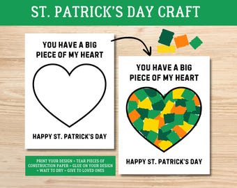 St. Patrick's Day Heart Craft | Printable Paper Collage (Digital Download)