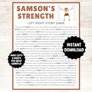 Bible Left Right Game | Samson Left Right Story | Samson Bible Game | Sunday School School | Samson Bible Lesson | Printable Bible Game