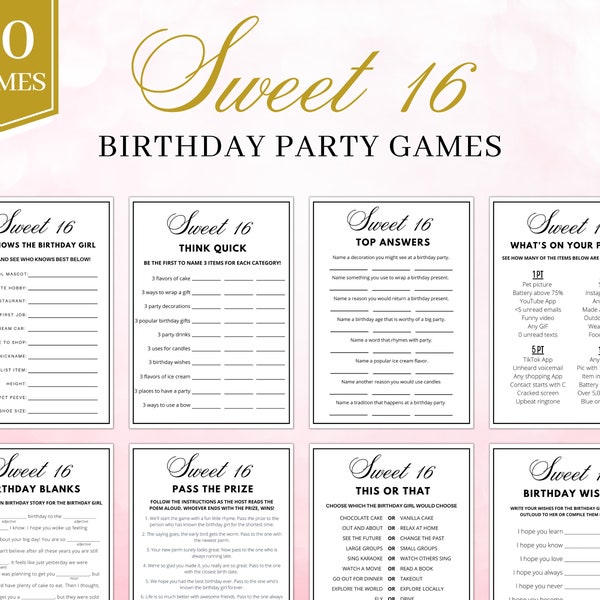 Sweet 16 Games | Sweet 16 Birthday Games | Sweet 16 Party Games | Birthday Games for Her | Birthday Games Teenage Girls | 16th Birthday Game