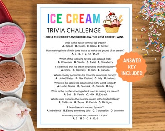 Ice Cream Trivia Game | Birthday Party Printable (Digital Download)