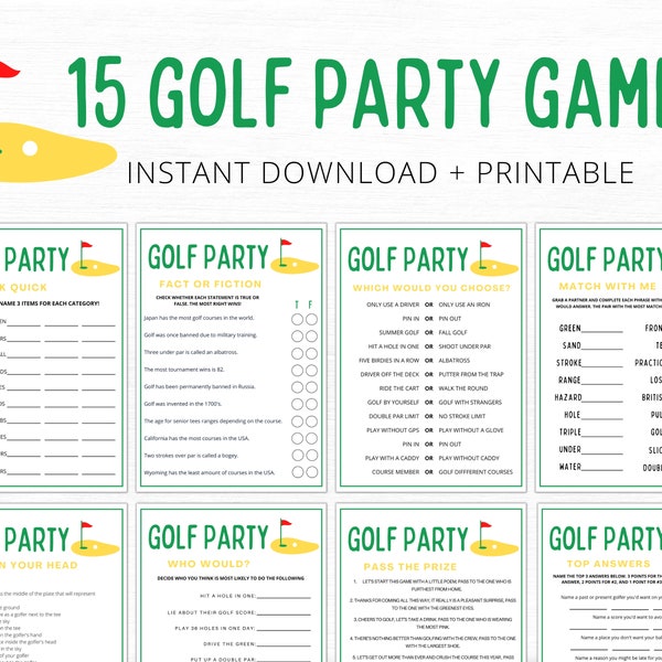 Golf Party Games | 15 Printable Activities (Digital Download)