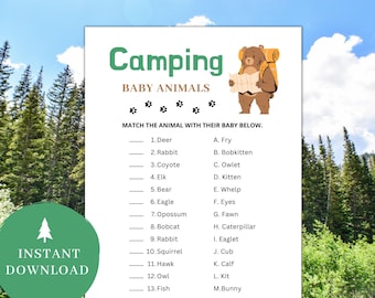 Camping Bébé Animal Jeu | Activité imprimable (téléchargement numérique)