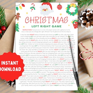 Left Right Christmas Game | Christmas Pass the Prize | Right Left Game | Christmas Pass Game | Christmas Game Adults Kids | Printable Games