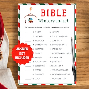 Bible Wintery Match | Church Christmas Party Game | Christmas Bible Game | Christmas Game Church | Christmas Game | Christian Christmas Game