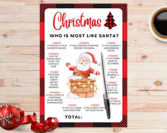 Who is Most Like Santa | Christmas Games | Christmas Party Games | Christmas Games for Kids Adults Families | Fun Christmas Game | Printable