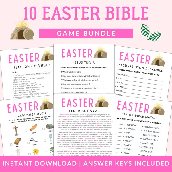 Easter Bible Games | Christian Easter Games | Easter Games | Easter Game Bundle | Church Easter Games | Easter Games Family Kids Adults