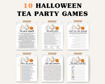 Paquete de juegos para la fiesta del té de Halloween: 10 juegos imprimibles (descarga digital)