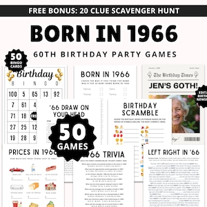 Juegos para el 60.º cumpleaños: Juegos de fiesta para los nacidos en 1966 (imprimibles)