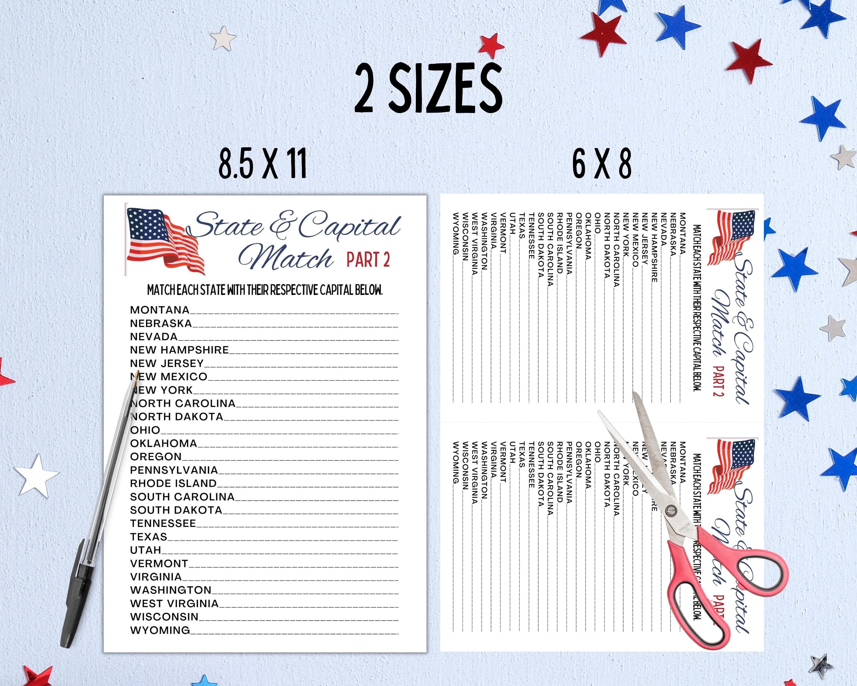 States and Capitals Game State Capitals Trivia Learn - Etsy