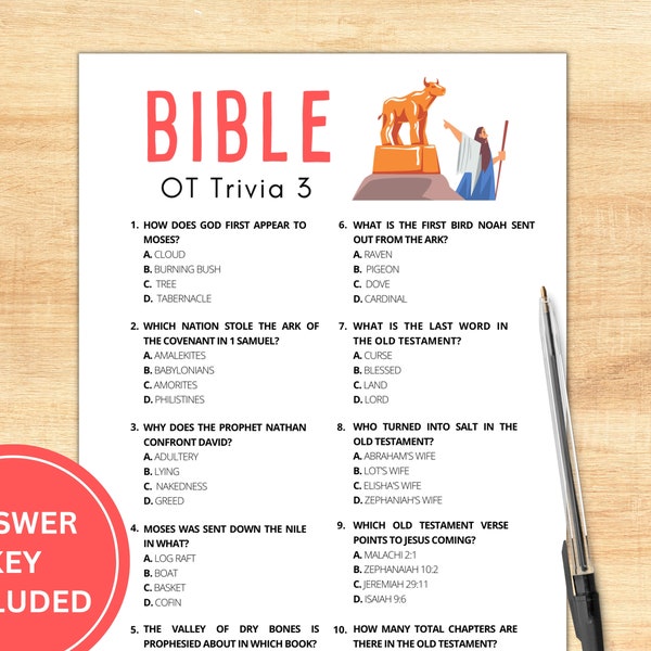 Old Testament Trivia | Bible Game | Bible Games for Adults Kids Teens | Bible Trivia Game | Christian Games | Youth Group Game | Printable