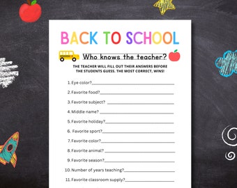 Who Knows the Teacher Game: Back to School Activity (Digital Download)