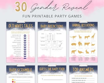 Gender Reveal Games Bundle | 30 Fun Printable Party Games (Instant Download)