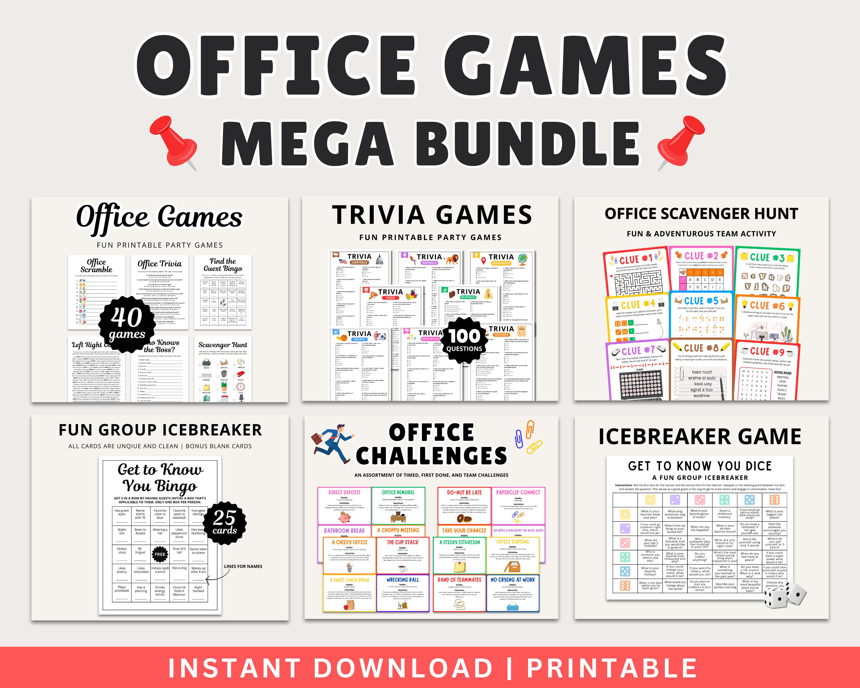 Office Party Games | Work Party Games | Printable Office Games | Fun Offices Games | Staff Meeting Games | Work Icebreaker Games