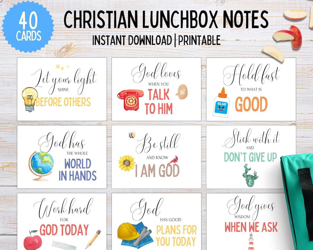 Christian Lunchbox Notes for Kids | Scripture Cards (digital Download ...