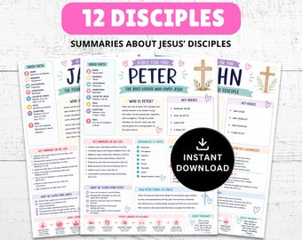 Samenvattingen van Jezus' discipelen: 12 discipelen van Christus (printbaar)
