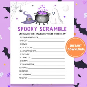 Halloween Word Scramble | Halloween Party Game | Fun Halloween Game | Halloween Game for Adults | Printable Halloween Game | Halloween Game