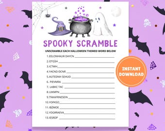 Halloween Word Scramble Game: Spooky Party Fun (Digital Download)