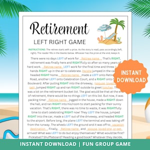 Retirement Left Right Game | Retirement Game | Retirement Party Game | Retirement Party Ideas | Boss Retirement | Beach Retirement Printable