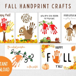Fall Handprint Craft Bundle | Fall Preschool Craft | Fall Craft Kids | Toddler Art Activity | Autumn Craft Kid | Fall Homeschool | Printable