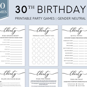Jeux de fête pour le 30e anniversaire | Jeux du 30e anniversaire | 30e anniversaire Femmes Hommes | Jeux de société pour les 30 ans | Jeux d'anniversaire | Né en 1994 | Imprimable