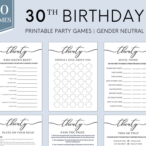 30th Birthday Party Games | 30th Birthday Games | 30th Birthday Women Men | 30th Party Games | Birthday Games | Born in 1994 | Printable