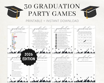 2026 Graduation Party Games Bundle | 30 Printable Activities (Instant Download)