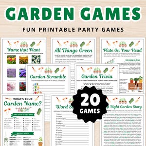 Printable Gardening Game Bundle: 20 Garden Party Activities (Digital Download)