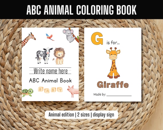 Animal ABCs Coloring | Animal Alphabet | ABC Baby Shower Book | Baby First ABC Book | Baby Shower Coloring | Baby Shower Keepsake