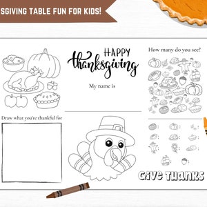 Thanksgiving Placemats for Kids | Thanksgiving Placemats Printable | Thanksgiving Coloring Placemat | Thanksgiving Craft for Kids | Download