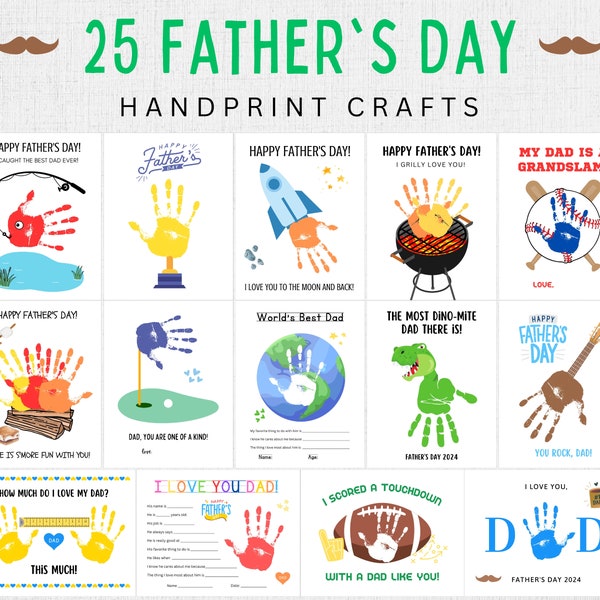 Fathers Day Handprint Craft | Fathers Day Craft | Fathers Day Art | Fathers Day Gift from Son Daughter Kids | Fathers Day Keepsake Printable