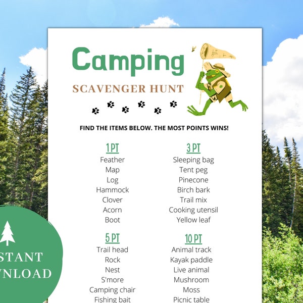 Scavenger Hunt | Camping Games | Camping Games Kids Families Adults | Camping Games Printable | Camping Activities | Campfire Games