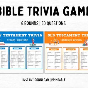 Bible Trivia Game | Bible Trivia | Bible Trivia Game | Bible Games | Christian Games | Bible Games Adults Kids | Church Games | Printable