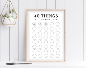 40 Things We Love About You Print | Birthday Guestbook Decor (Digital Download)