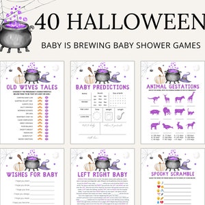 赤ちゃんが生まれてくるシャワー ゲーム | ハロウィン ベビー シャワー ゲーム | パープル ハロウィン ベビー シャワー | 赤ちゃんが生まれてくる | 10 月のベビー シャワー