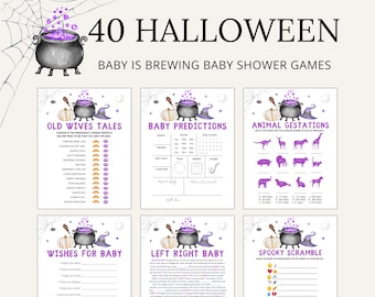 Halloween Baby Shower Games | Purple Cauldron, 40 Activities (Digital Download)