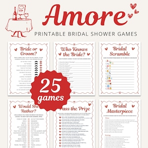 Italian Bridal Shower Games | Amore Shower Games | Printable Bridal Shower Games | Amore Engagement Games | Love Bridal Shower Games