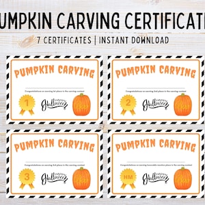 Pumpkin Carving Certificate | Pumpkin Carving Trophy | Pumpkin Carving ...
