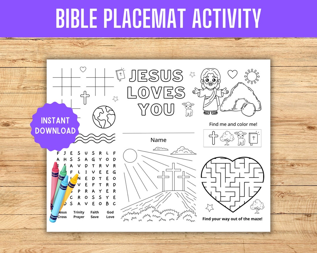 Jesus Bible Placemat: Sunday School Coloring Activity (digital Download ...