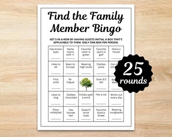 Family Reunion Bingo Game | Find the Family Member (Printable)